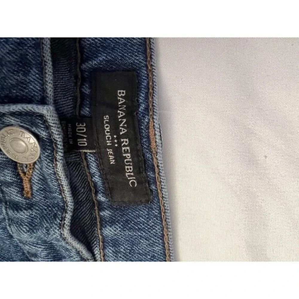 Banana Republic Slouch Jeans Denim Mid-Rise Dark Blue Wash‎ Women Size 10/30 - Picture 4 of 5